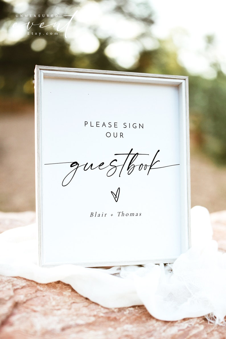 BLAIR Wedding Guest Book Sign, Please Sign Our Guestbook Sign Printable, Modern Guest Book Sign, Minimalist Guestbook Sign, Boho Guestbook image 2