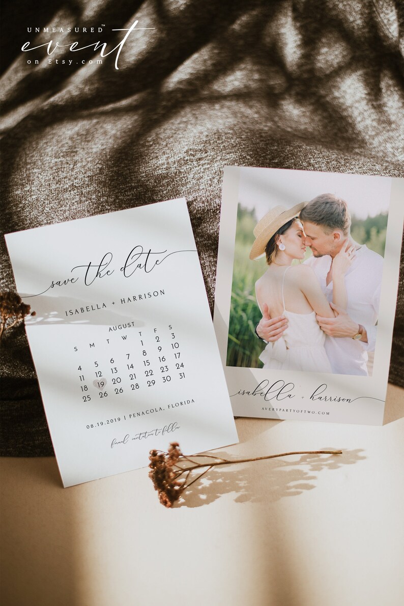 ASHER Calendar Save the Date Template Modern Save the Date Etsy