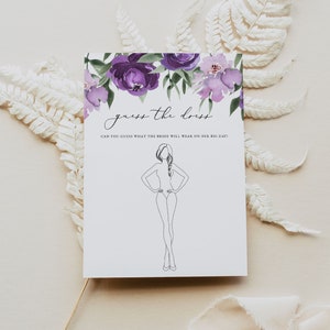 LILAH Guess the Dress Bridal Shower Game, Purple Floral Bridal Shower, Lavender Lilac Floral Bridal Shower Games, Garden Shower Dress Game