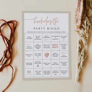 JADE Bingo Bachelorette Game, Cowgirl Bachelorette Game, Boho Bachelorette Bar Games Instant Boho Blush Bar Game DIY bewerkbare bingokaart