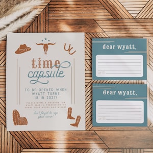 Time Capsule Template, Time Capsule First Birthday, Time Capsule Baby Shower, Time Capsule Cards, Western Cowboy Rodeo Birthday Party WYNONA