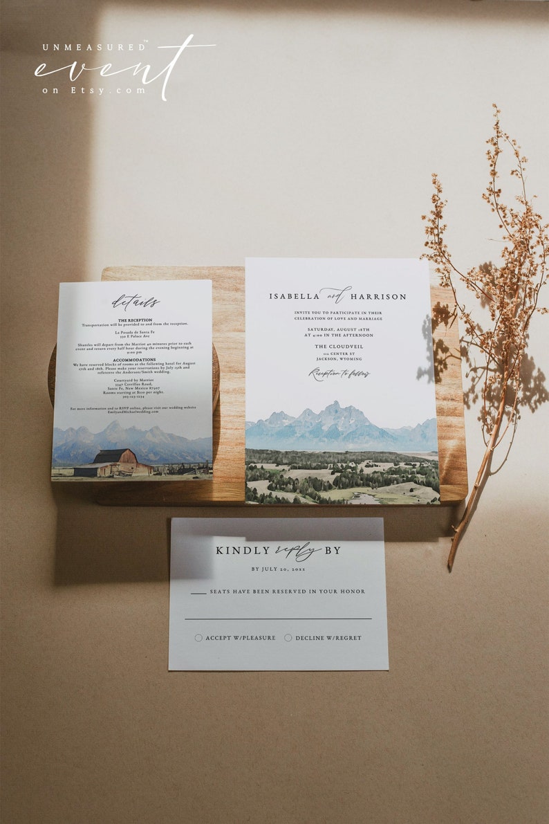 JACKSON HOLE Wedding Invitation Template Suite Jackson Hole Etsy