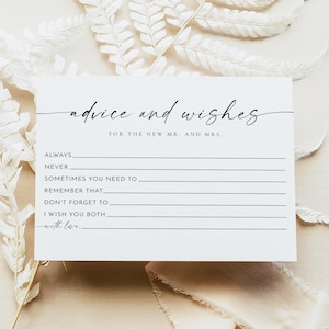 BLAIR PRINTED + SHIPPED Bridal Shower Advice Card, Advice and Wishes for the New Mr and Mrs Game, Modern Minimalist Activities, Boho Shower