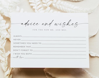 BLAIR PRINTED + SHIPPED Bridal Shower Advice Card, Advice and Wishes for the New Mr and Mrs Game, Modern Minimalist Activities, Boho Shower