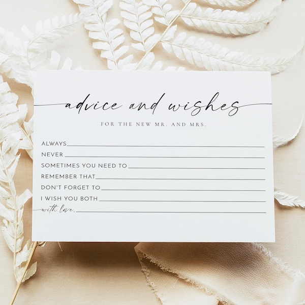 BLAIR PRINTED + SHIPPED Bridal Shower Advice Card, Advice and Wishes for the New Mr and Mrs Game, Modern Minimalist Activities, Boho Shower