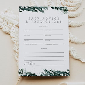 RORY Pin rustique : conseils et prédictions Modèle de jeu de baby shower, flocon de neige d'hiver