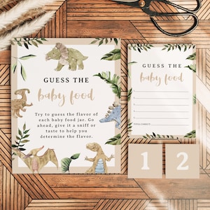 SPIKE Dinosaur Guess the Baby Food Baby Shower Game, T-Rex Baby Shower Game Template, Jurassic Baby Shower Game Printable, Boy Jungle Theme