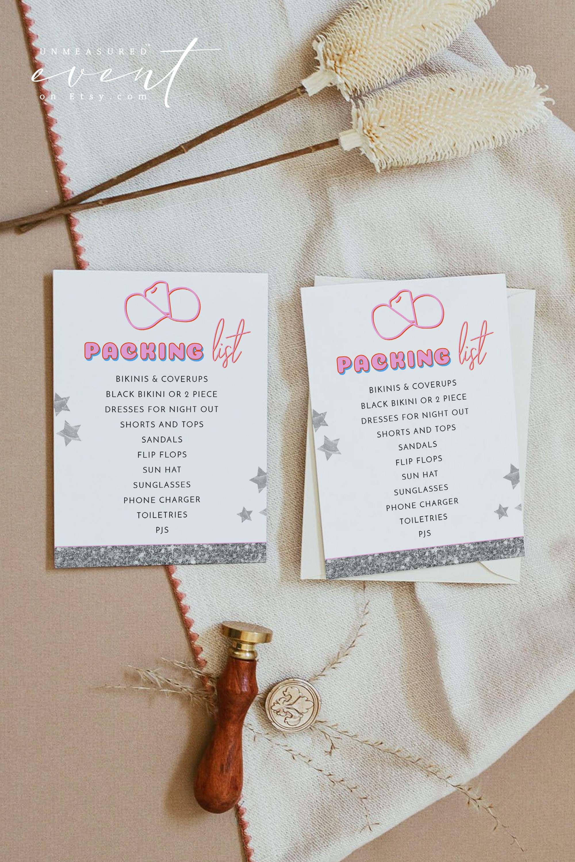 DINA Space Cowgirl Bachelorette Packing List Template, Hot Pink Bachelorette Packing List Printable, Nashville Bachelorette Insert Instant