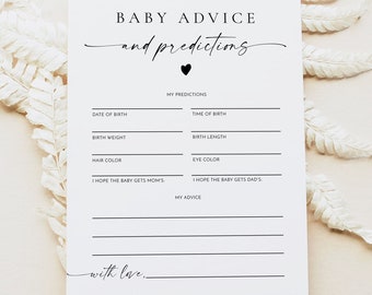 BLAIR PRINTED + SHIPPED Advice and Predictions Game Card, Baby Shower Games, Modern Minimalist Baby Shower Games Activities and Advice Cards