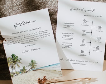 CANCUN Wedding Welcome Letter Template, Beach Wedding Timeline Printable, Destination Wedding Schedule of Events, Tropical Wedding Timeline