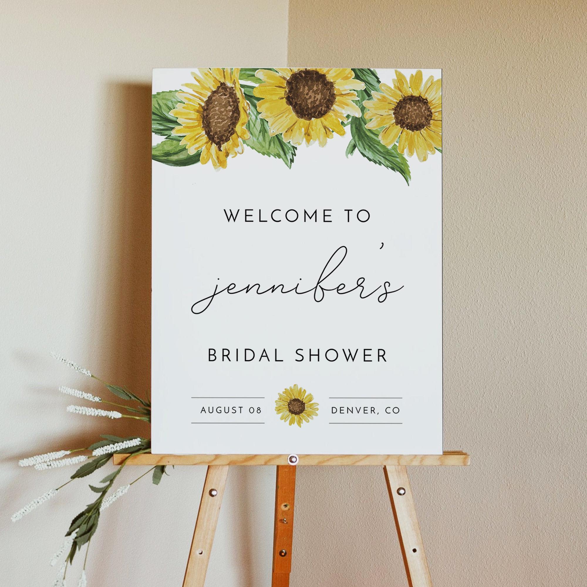 Sunflower Bridal Shower Welcome Sign Template, Sunflower Welcome Sign, Bridal Shower Welcome Printable Download, Rustic Bridal Shower - EMMA