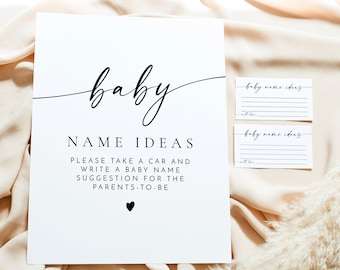 BLAIR PRINTED + SHIPPED Baby Name Ideas Game Set, Modern Minimalist Baby Shower Game, Simple Baby Shower Game, Baby Shower Name Game