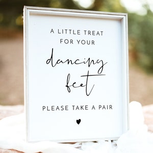ADELLA Minimalist Flip Flops Sign Template, Wedding Dancing Feet Sign Printable, Modern Dance Floor Sign Editable, Simple Dancing Shoes Sign