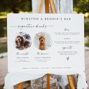 Letrero de cóctel con firma para mascotas BLAIR 2, descarga instantánea, letrero de bebida con firma fotográfica moderna, plantilla de menú de bar, letrero de bebida minimalista moderno para perros