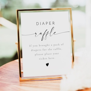 Diaper Raffle Sign, Minimalist Baby Shower Diaper Game Sign, Bohemian Baby Shower Diaper Raffle Game, Modern Baby Shower Game Instant BLAIR