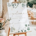 PRINTED + SHIPPED Greenery Bridal Shower Welcome Sign, Greenery and Gold Bridal Shower Welcome, Elegant Garden Bridal Shower Brunch CALIA