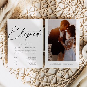 BLAIR Modern Minimalist We Eloped Elopement Announcement Reception Invitation Template