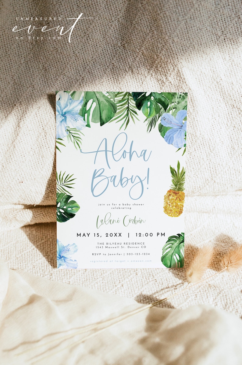 LALANI Aloha Baby Shower Invitation Template Luau Baby Shower Etsy