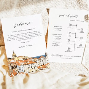 LISBON Hochzeit Willkommensbrief Vorlage, Bestimmungsort Hochzeit Timeline Printable, Portugal Hochzeitskalender der Ereignisse, Hochzeit Timeline Karte