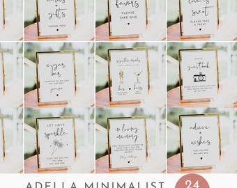 Minimalist Wedding Sign Bundle, Modern Wedding Signs Template, Wedding Sign Template Bundle, Boho Wedding Signs Printable Download - ADELLA