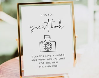 ADELLA Minimalist Photo Guest Book Sign Printable, Modern Wedding Sign, Baby Shower Sign, Bridal Shower Gift Sign, Retirement Party