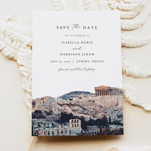 Modello Save the Date di ATENE, Save the Date in Grecia, Cartolina per matrimonio in Grecia Save the Date, Cartolina per matrimonio in Grecia