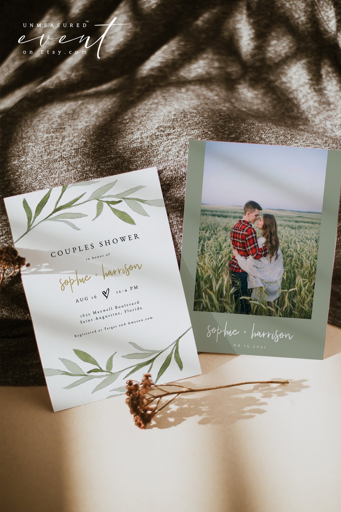 ESME Greenery Couples Shower Invitation Template Couples image 1