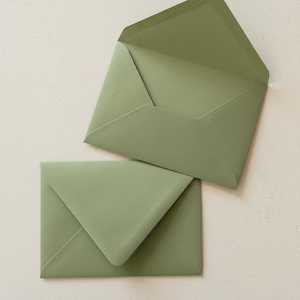 Blank Sage Olive Green Euro Flap Wedding Invitation or RSVP Envelopes image 2