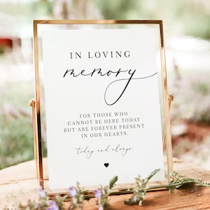 EVELYN PRINTED + SHIPPED In Loving Memory, 8x10" Favor Sign, Minimalist Wedding Signs, Elegant Script Memorial Signage, Simple Wedding Sign