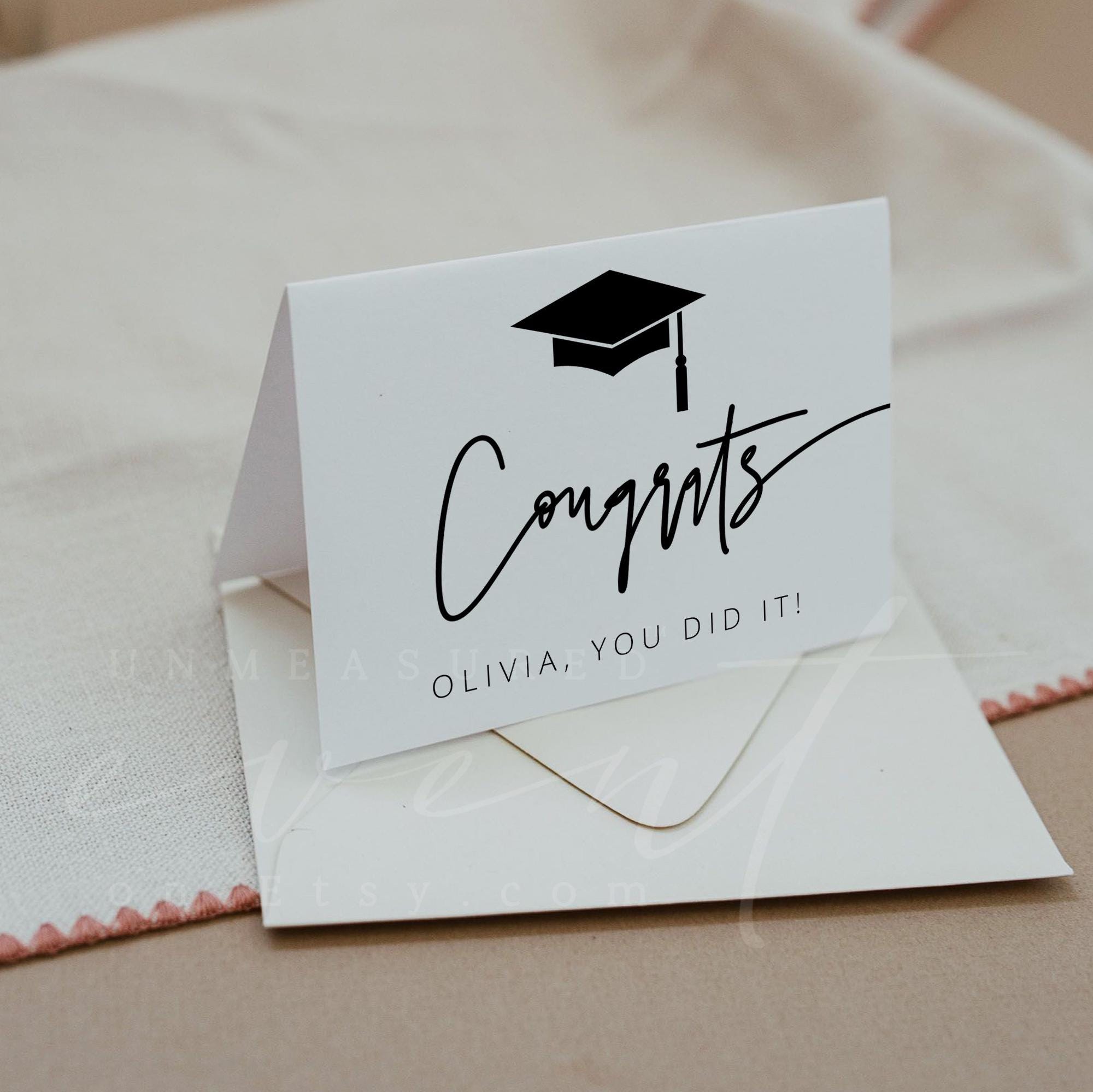 Graduation Congratulations Card Template, Modern Minimalist Congrats ...