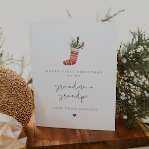 ADELLA Modelo de cartão de Natal para avó e avô para impressão Primeiro cartão de Natal Cartão de Natal instantâneo DIY para avó e avô personalizado