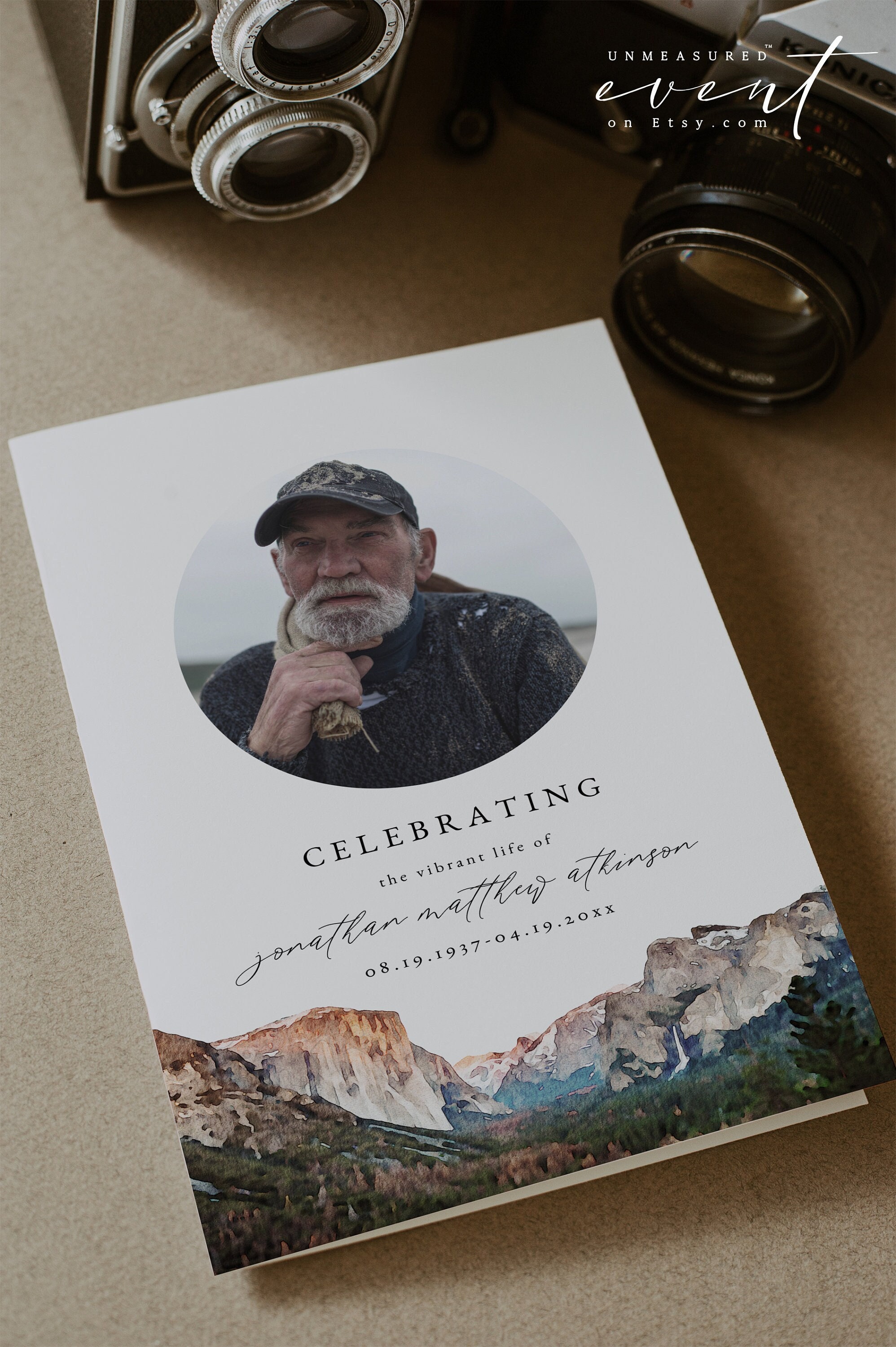 YOSEMITE Funeral Program Template, Funeral Program Template for Men or Women, Foldable Funeral Program Memorial Service National Park DIY