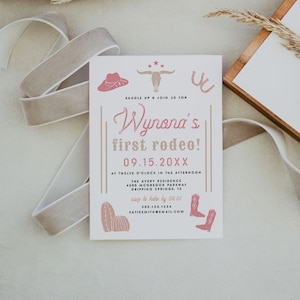 First Rodeo Birthday Invitation Template, Cowgirl Birthday Invitation Printable, Southwest Birthday Invite, Ranch Birthday Invitation WYNONA