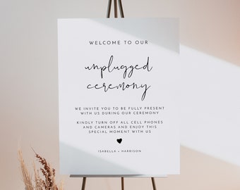 ADELLA Minimalist Unplugged Ceremony Sign, Modern Unplugged Ceremony Template, Unplugged Ceremony Download, Minimal No Phones Wedding Sign