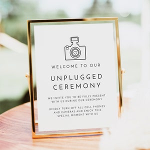 Modern Unplugged Ceremony Sign Template, Minimalist No Phones Sign Printable, Instant Editable Unplugged Wedding Sign Clean Simple KENNEDY