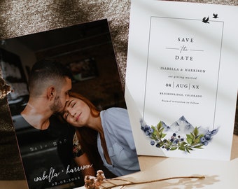 SIERRA Mountain Save the Date Template, Bohemian Wedding Save the Date, Mountain Wedding Save the Date, Colorado Save the Date Cards