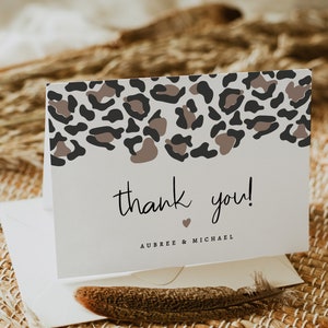 AUBREE Leopard Print Thank You Card Template, Animal Print Thank You Card, Modern Safari Thank You Card Printable, Jungle Themed Thank You