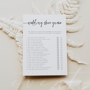 MARLO Wedding Shoe Bridal Shower Game, Minimalist Bridal Shower Game Printable, Instant Download Black and White Simple Clean Modern DIY