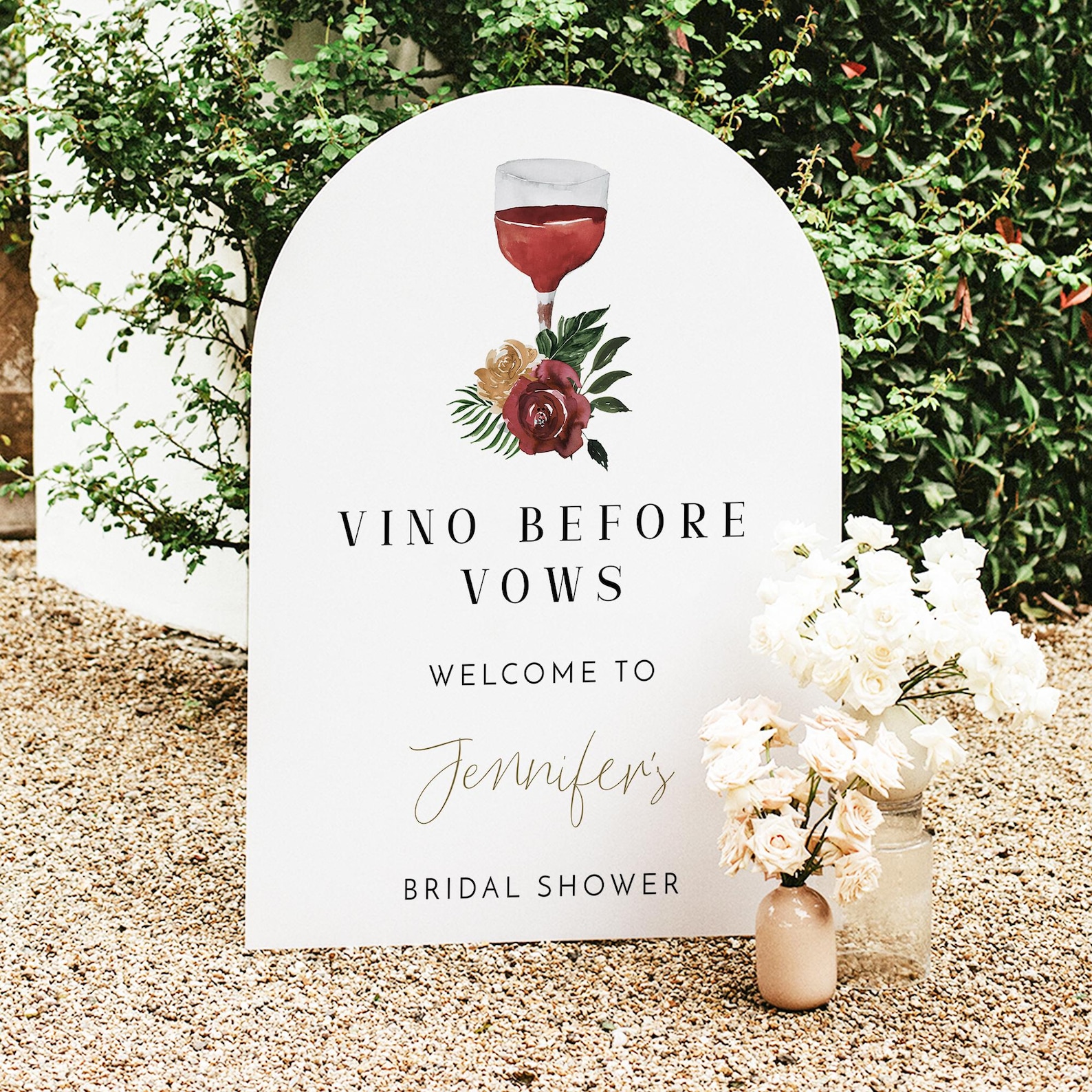 PRINTED + SHIPPED Wine Bridal Shower Welcome Sign, Vino Before Vows ...