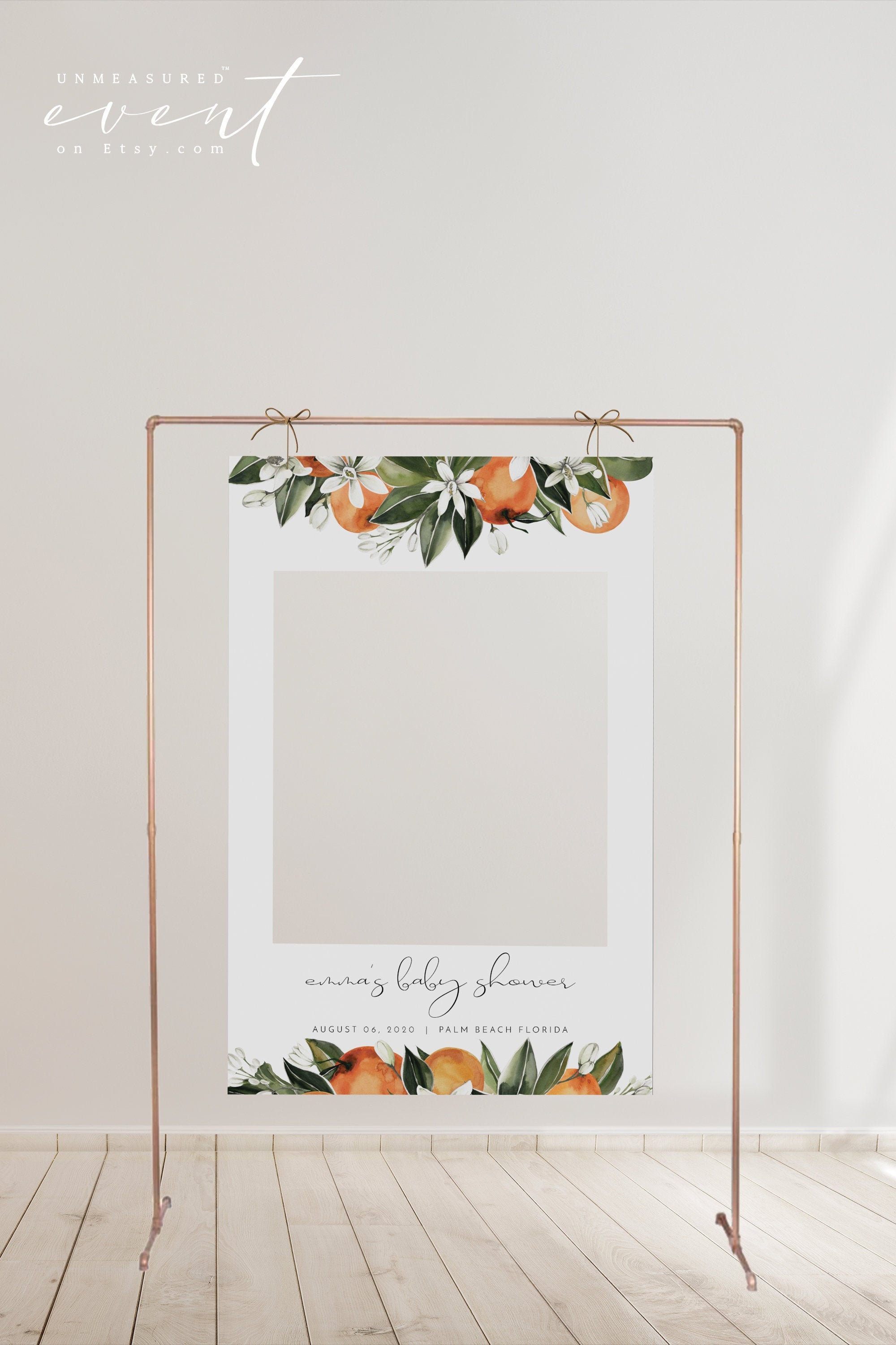 Orange Photo Prop Frame Template Cutie Baby Shower Photo Frame Prop Printable Citrus Garden Fruit Photo Booth Frame Prop DIY