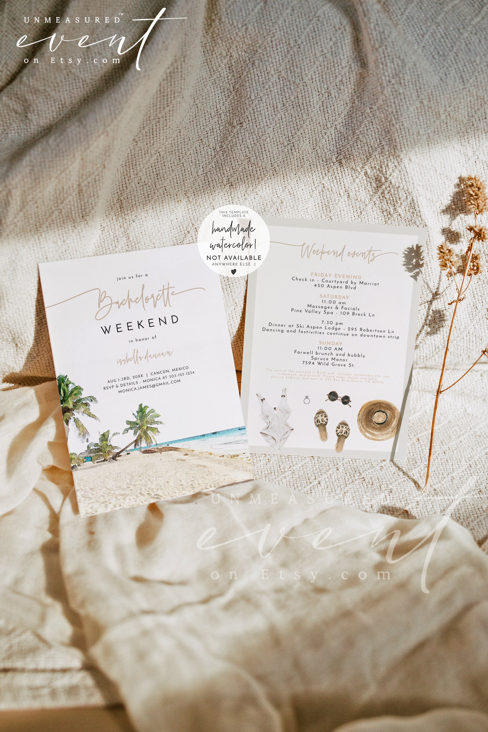 CANCUN Bachelorette Invitation Template Tropical Bachelorette Invite Beach Bachelorette Invite Weekend Itinerary Schedule