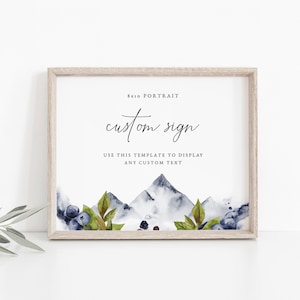 SIERRA Mountain Wedding Sign Template, 8x10 Wedding Sign, Editable Wedding Signs, Printable Wedding Signs, Bar Sign, Welcome Sign, Instant