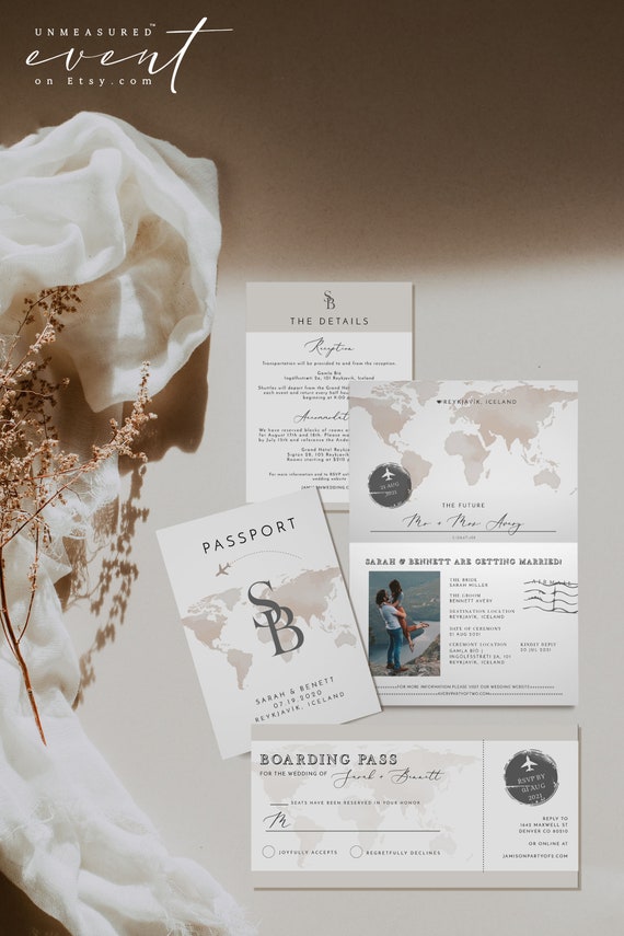 passport wedding invitations etsy