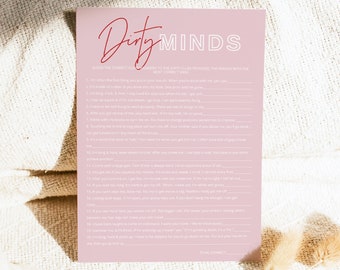 Juego de despedida de soltera HENLEY Dirty Minds, juegos para despedidas de soltera, actividades modernas en rosa y rojo para despedidas de soltera, despedida de soltera minimalista
