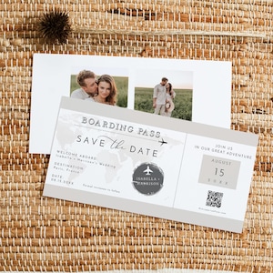 Boarding Pass Save the Date Template, Destination Save the Date, Travel Save the Date, Airplane Save the Date, Photo Save the Date - CARMEN