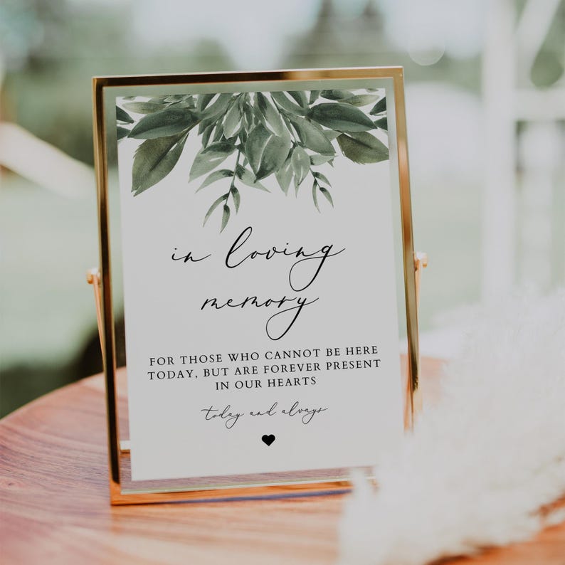 In Loving Memory Sign Printable, Rustic Boho Wedding Sign, Greenery ...