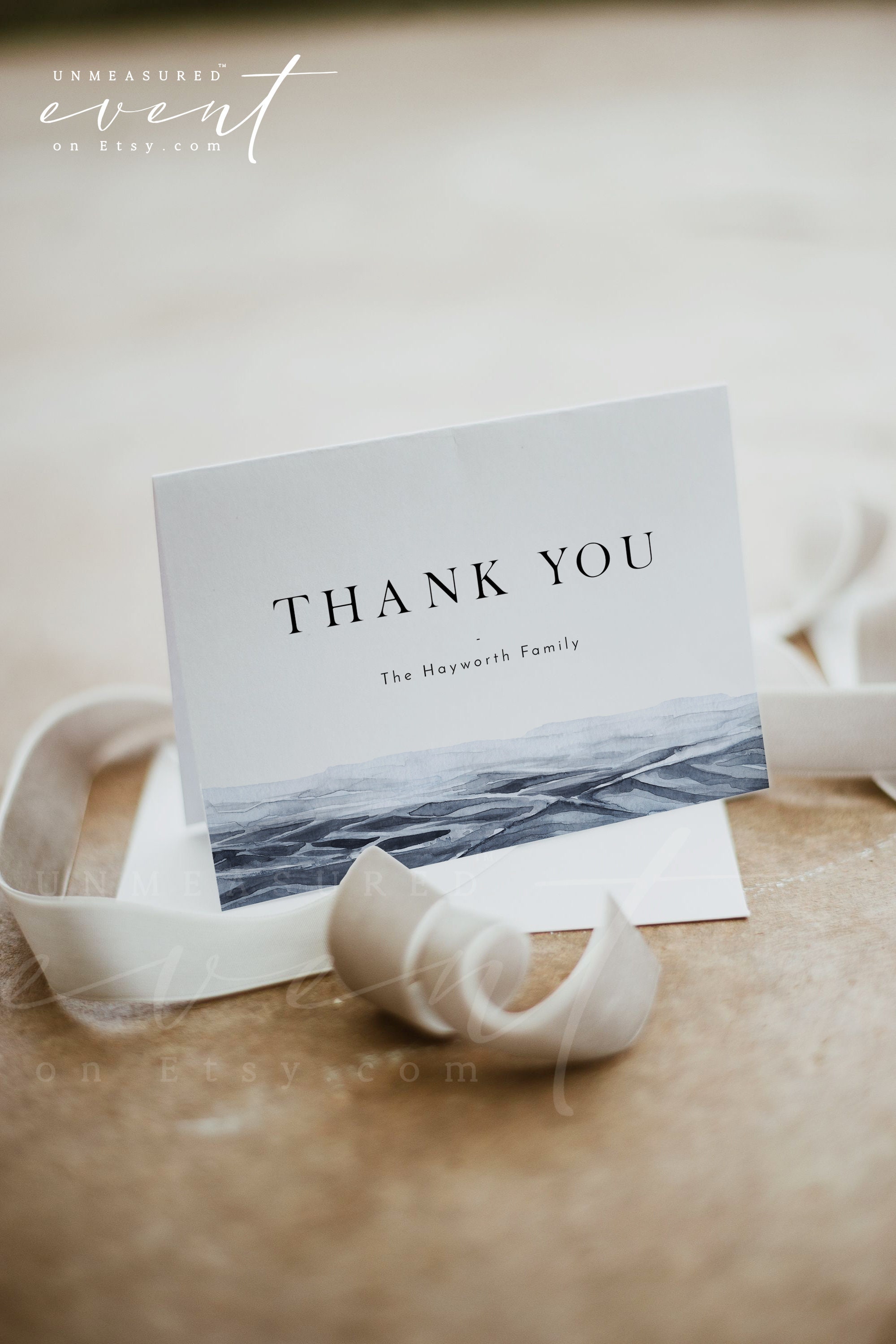 Ocean Thank You Card Template Printable Thank You Card Etsy