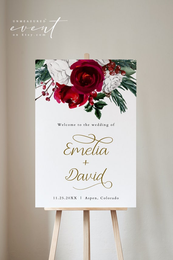 Party Supplies Party Décor HOLLY Wedding Welcome Sign Template ...