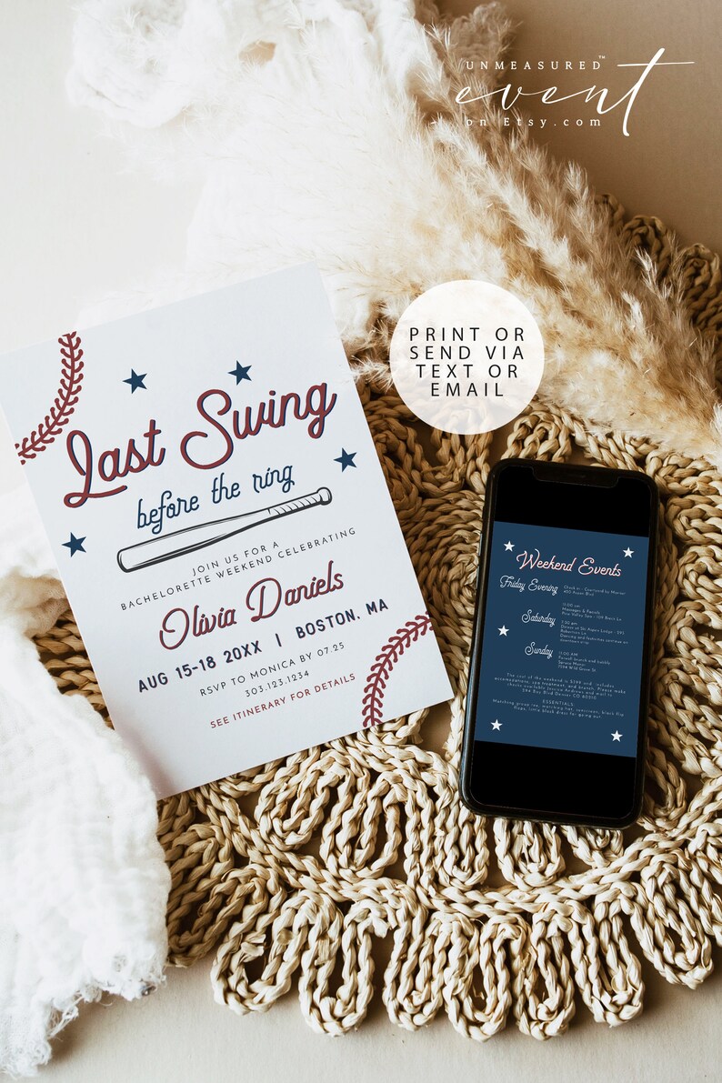 BARRY Baseball Bachelorette Invitation, Last Swing Bachelorette Invite Template, Baseball Itinerary Printable, Baseball Themed Bach Weekend image 2