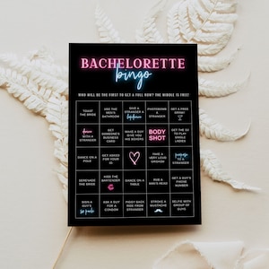LOLA Bachelorette Bingo Game Printable, Neon Bachelorette Games, Neon Lights Bachelorette, Bingo Dare Game, Party Bingo Vegas Bachelorette